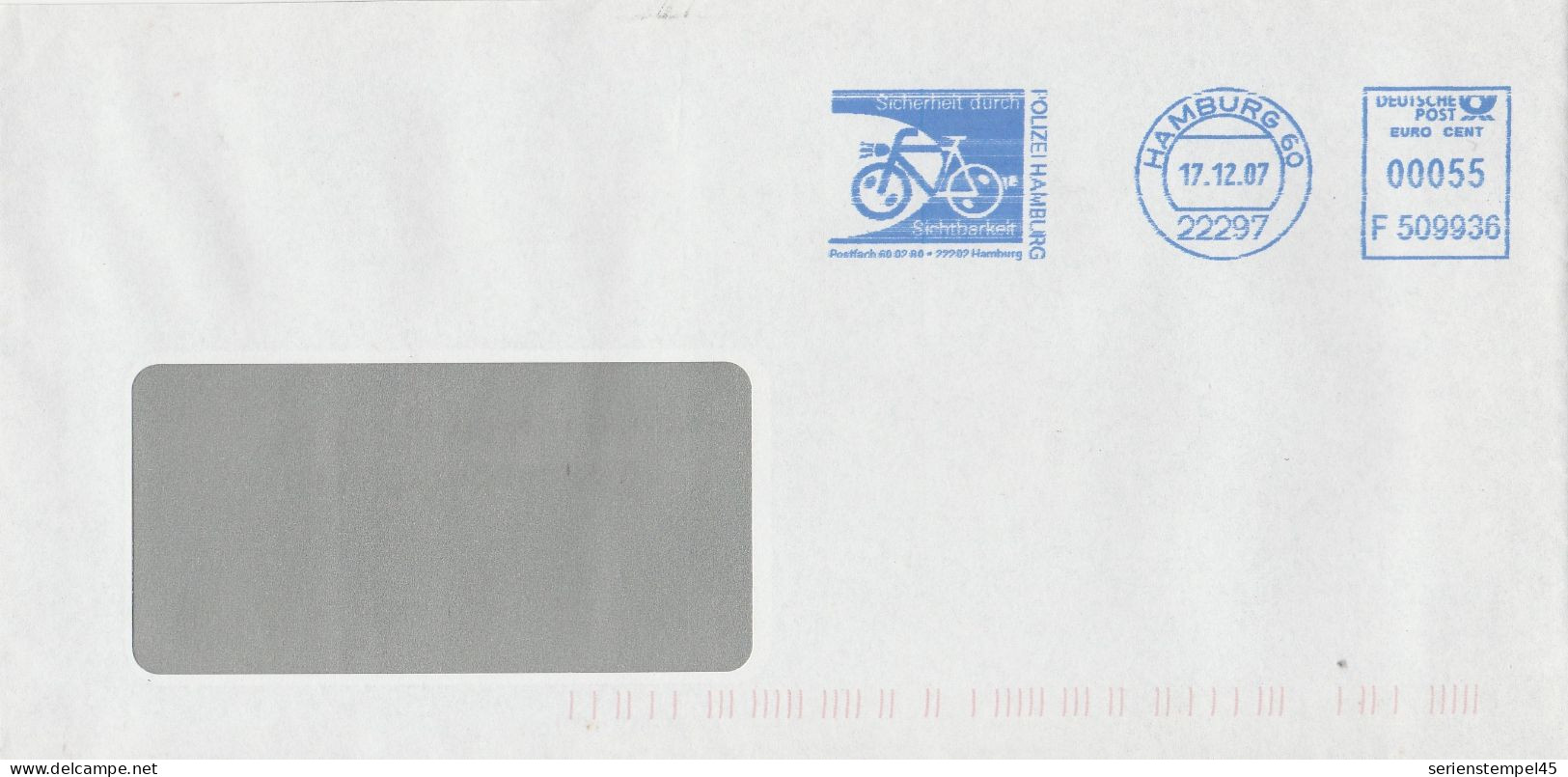 Motive  Verkehr & Transport  Radsport Brief Freistempel Hamburg 2007 Fahrrad Polizei Hamburg F 509936 - Vélo