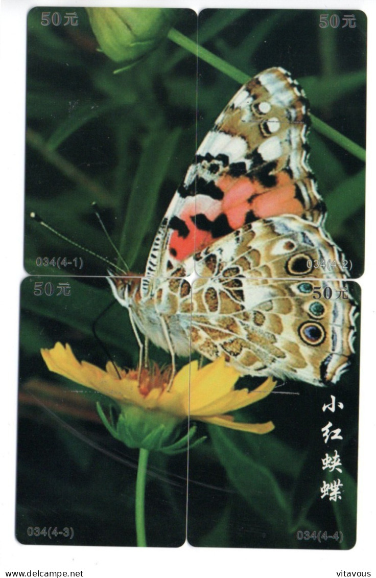 Papillon Butterfly  - Puzzle 4  Télécartes Chine China Phonecard  Telefonkarte (P 45) - Chine