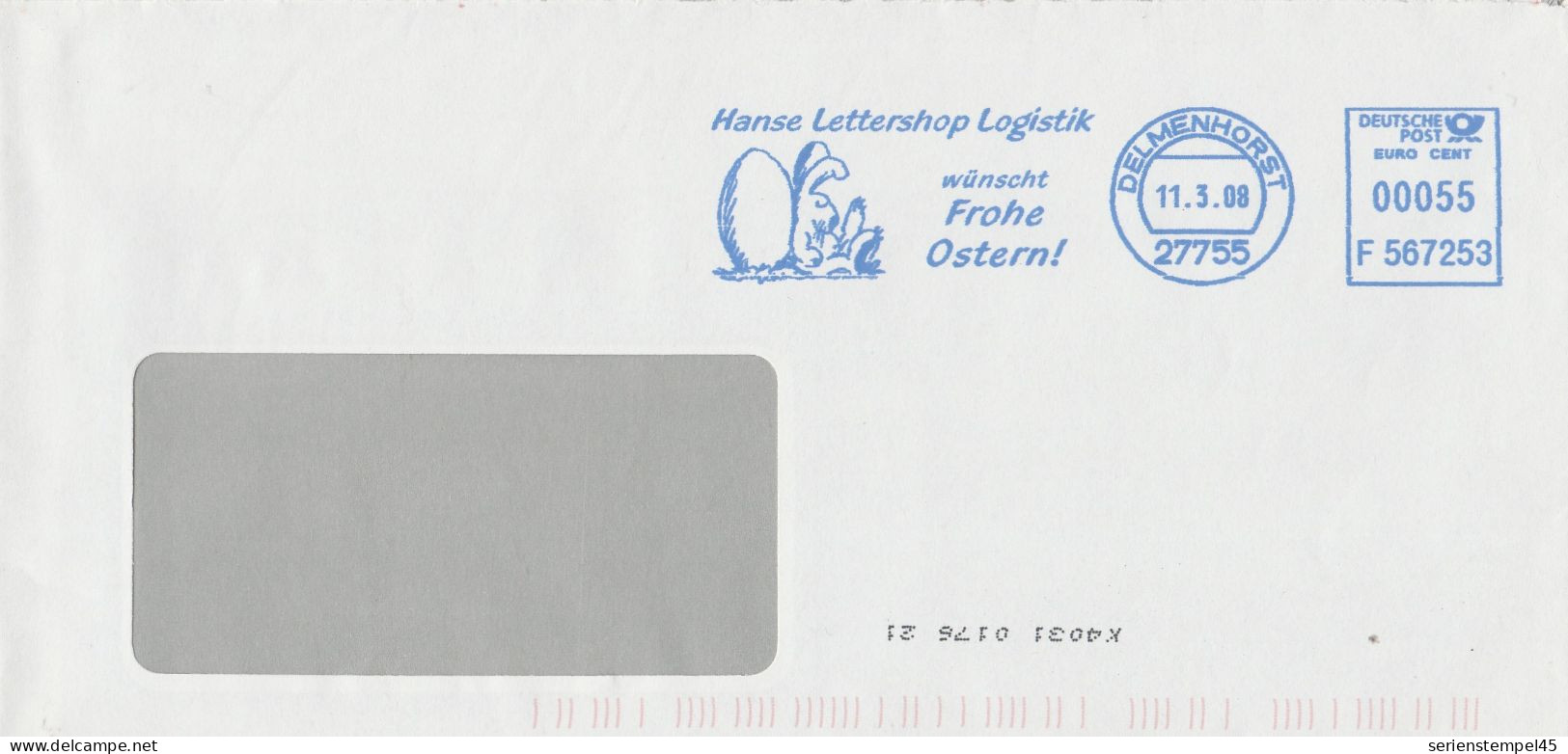 Motive  Feste  Ostern Deutschland Brief Mit Freistempel Frohe Ostern Delmenhorst 2008 - Pasen