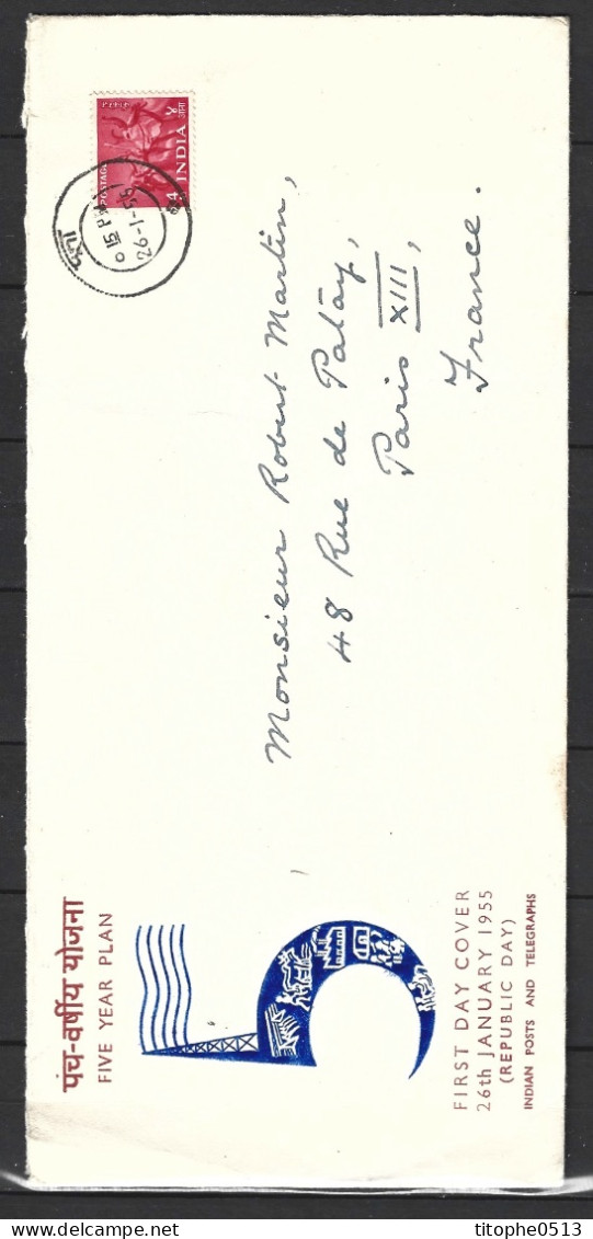 INDE. N°60 De 1955 Sur Enveloppe 1er Jour Ayant Circulé. Boeufs. - Mucche