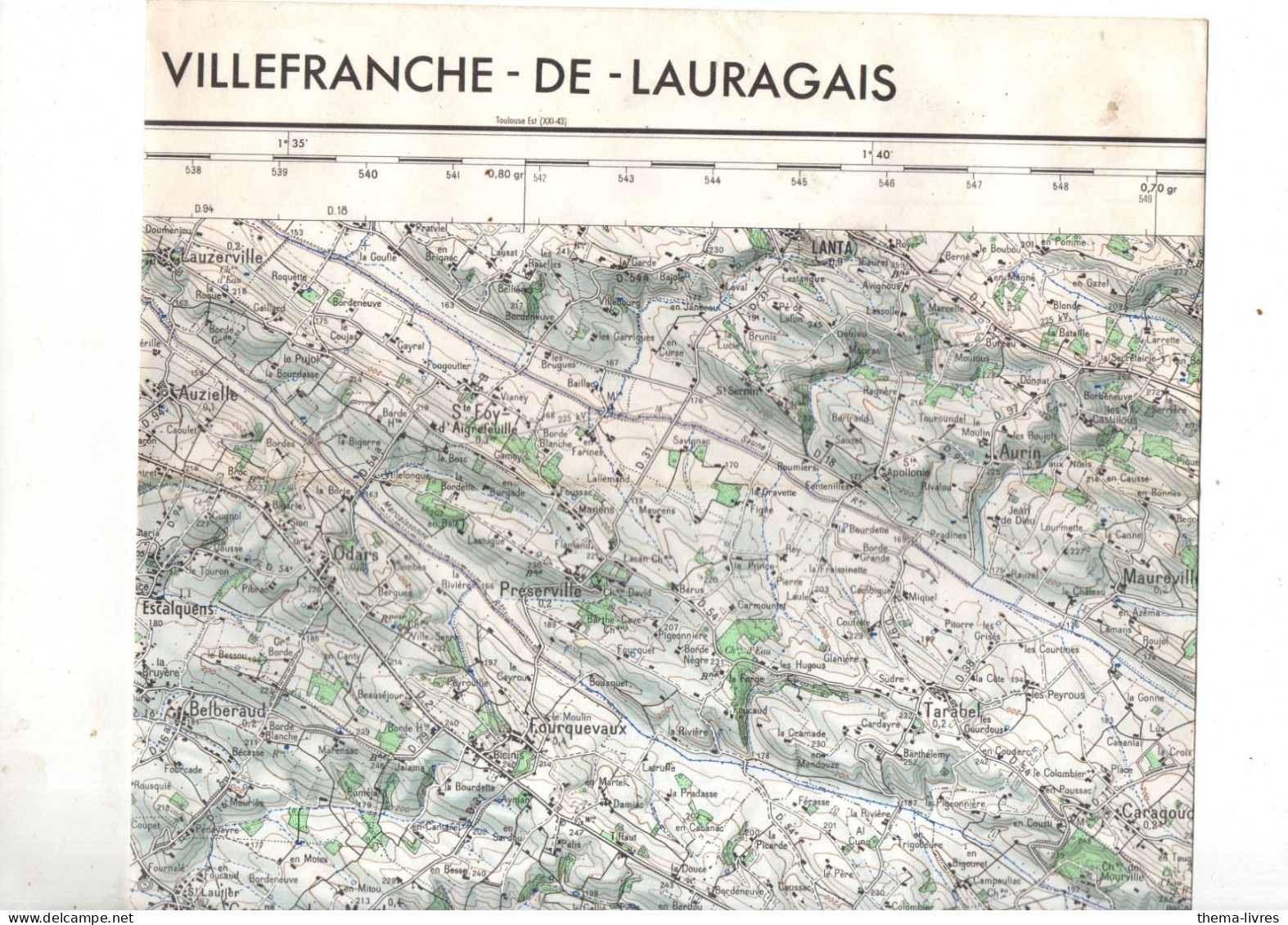 Villefranche De Lauragais (31)   Carte 1/50.000   1972    (M6428 ) - Cartes Topographiques