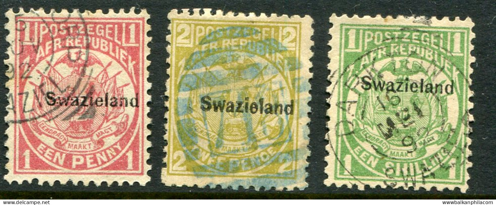 1889 Swaziland Perf 12 1/2 X 12 Used Set Sg 1/3 - Swaziland (...-1967)