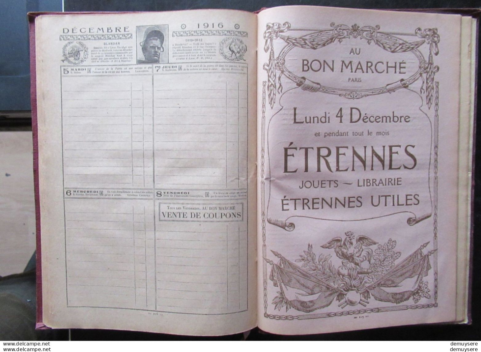 LADE 400 - AGENDA BUVARD DU BON MARCHE 1916 - Hardcover - 246 PAGER - AVEC PLAN DE PARIS - BON ETAT - Formato Grande : 1901-20