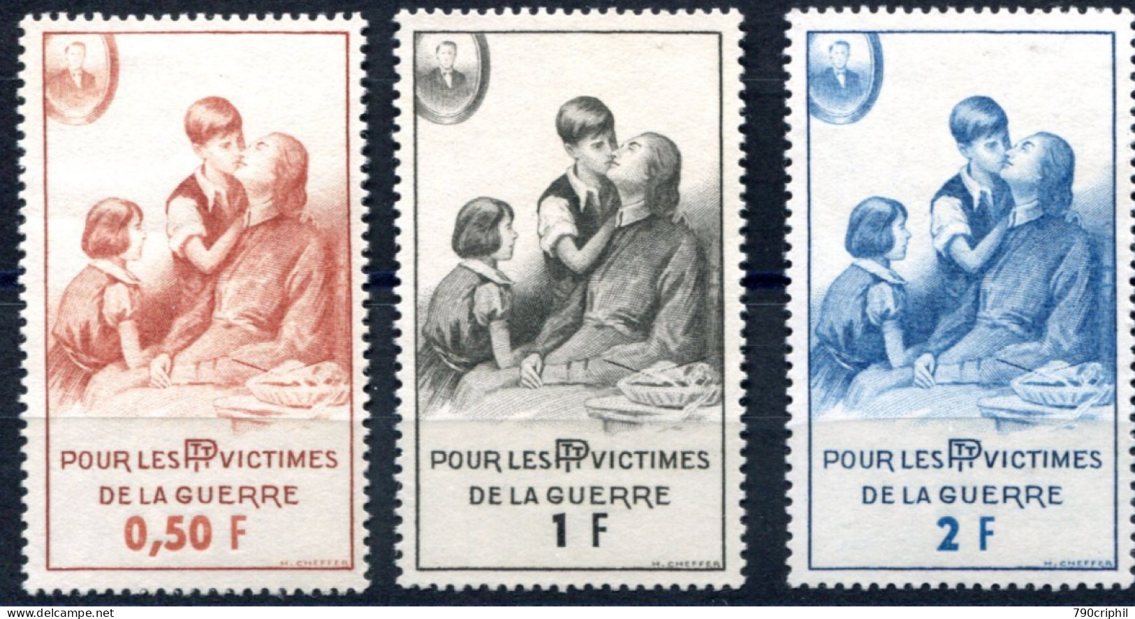 TIMBRES DE BIENFAISANCE Y&T N° 81.82.83" POUR LES P.T.T. VICTIMES DE LA GUERRE". Neuf LUXE** . A Saisir. - Guerre (timbres De)