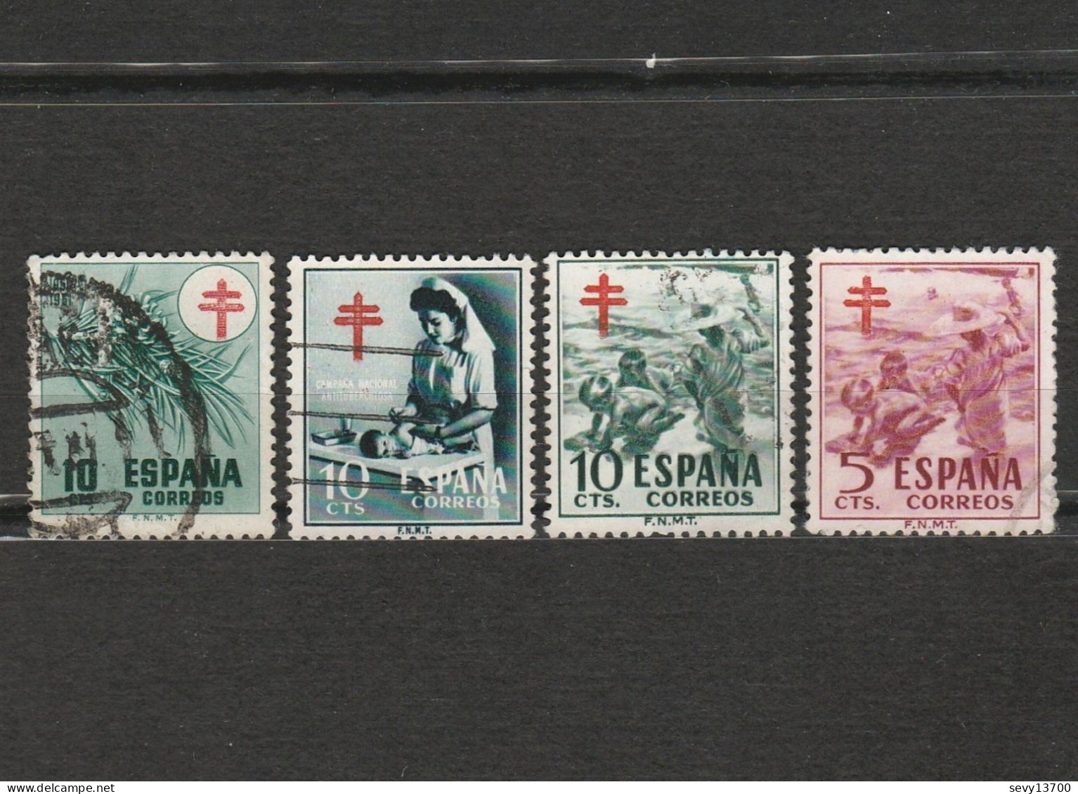 Espagne - Espana 4 Timbres Surchargés Pour La Tuberculose 1950 Mi ZC 53 - 1953 Mi ZC 59 - 1951 Mi ZC 56 - 1951 Mi ZC 55 - Charity