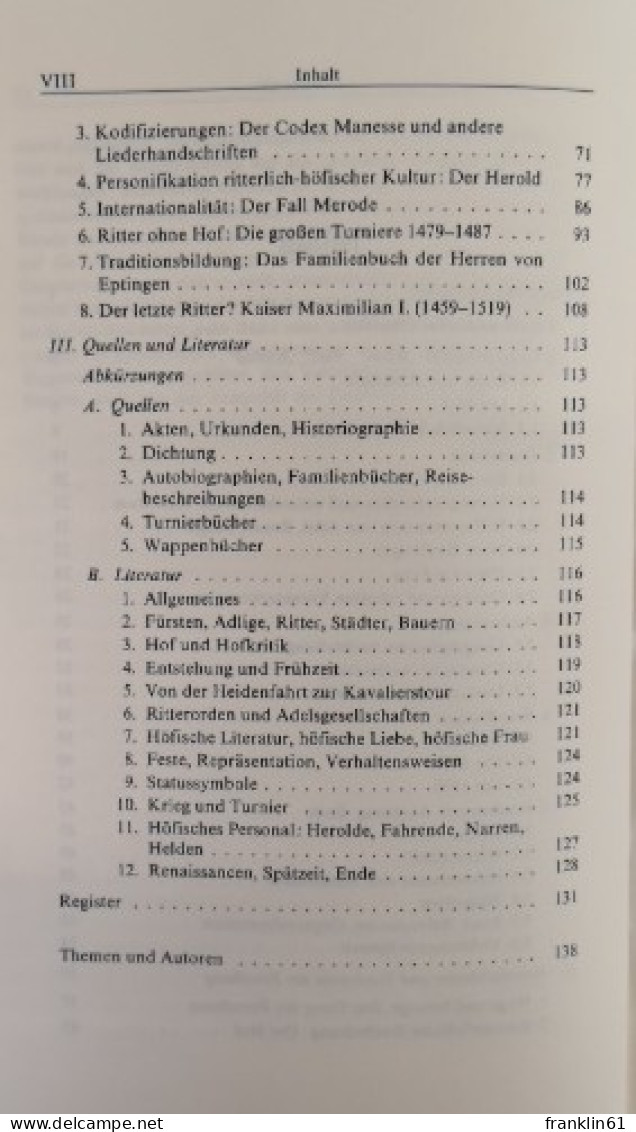 Die ritterlich-höfische Kultur des Mittelalters. Enzyklopädie deutscher Geschichte. Bd. 32