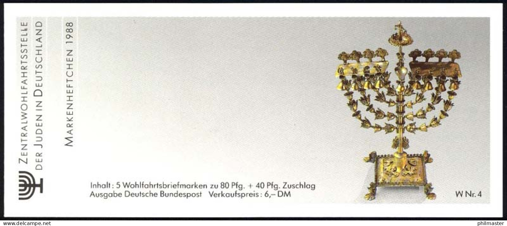 ZWStJ/Wofa 1988 Gold & Silber - Blütenstrauß 80 Pf, 5x1386, ESSt Bonn - Judaika, Judentum