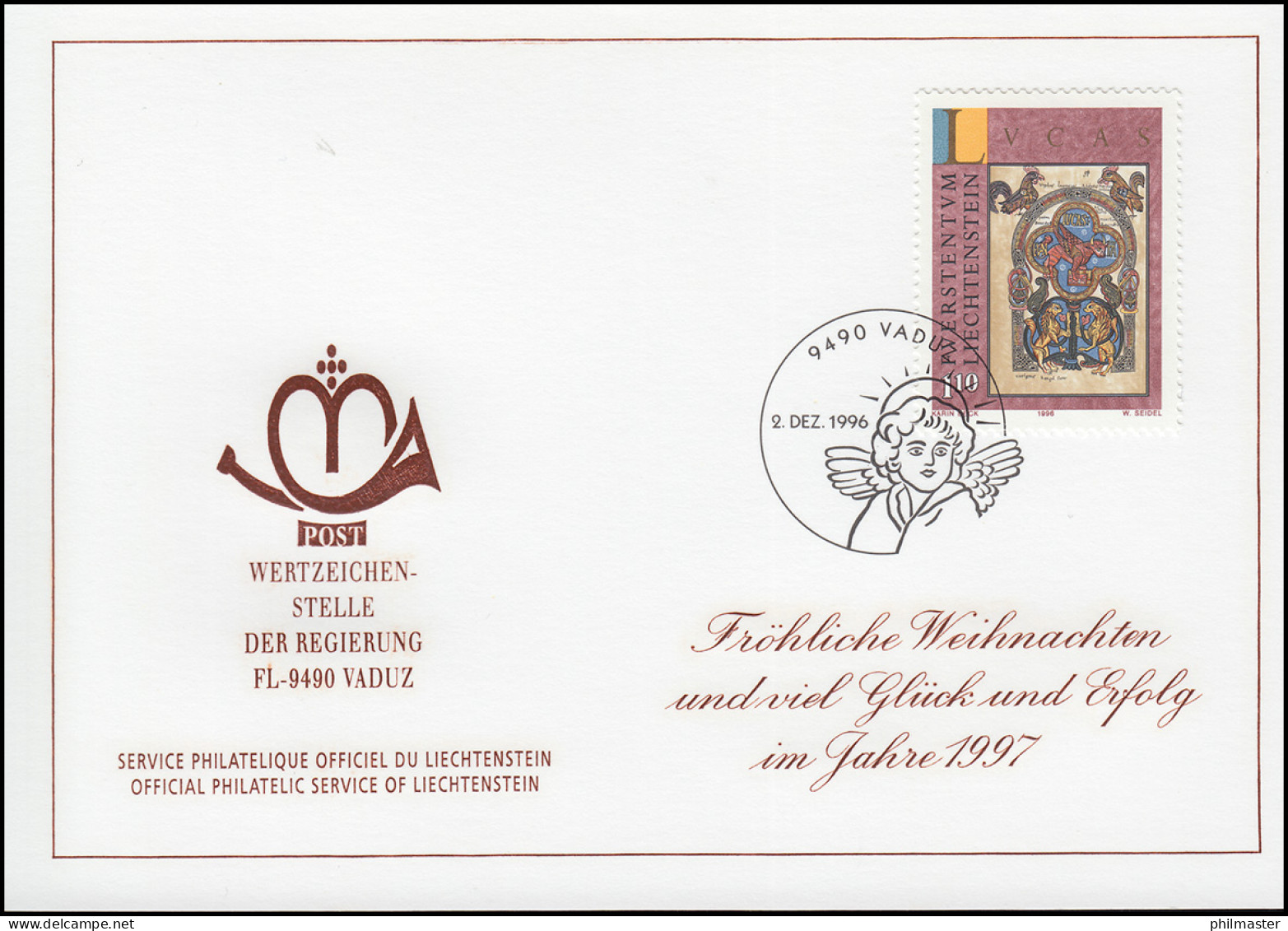 Liechtenstein 1143 Weihnachten - Grußkarte Zum Jahreswechsel 1997 - Cartes-Maximum (CM)