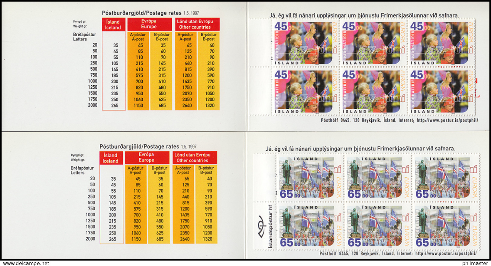 Island Markenheftchen 890-891 Europa - Nationale Feste Und Feiertage, MH-Paar ** - Postzegelboekjes