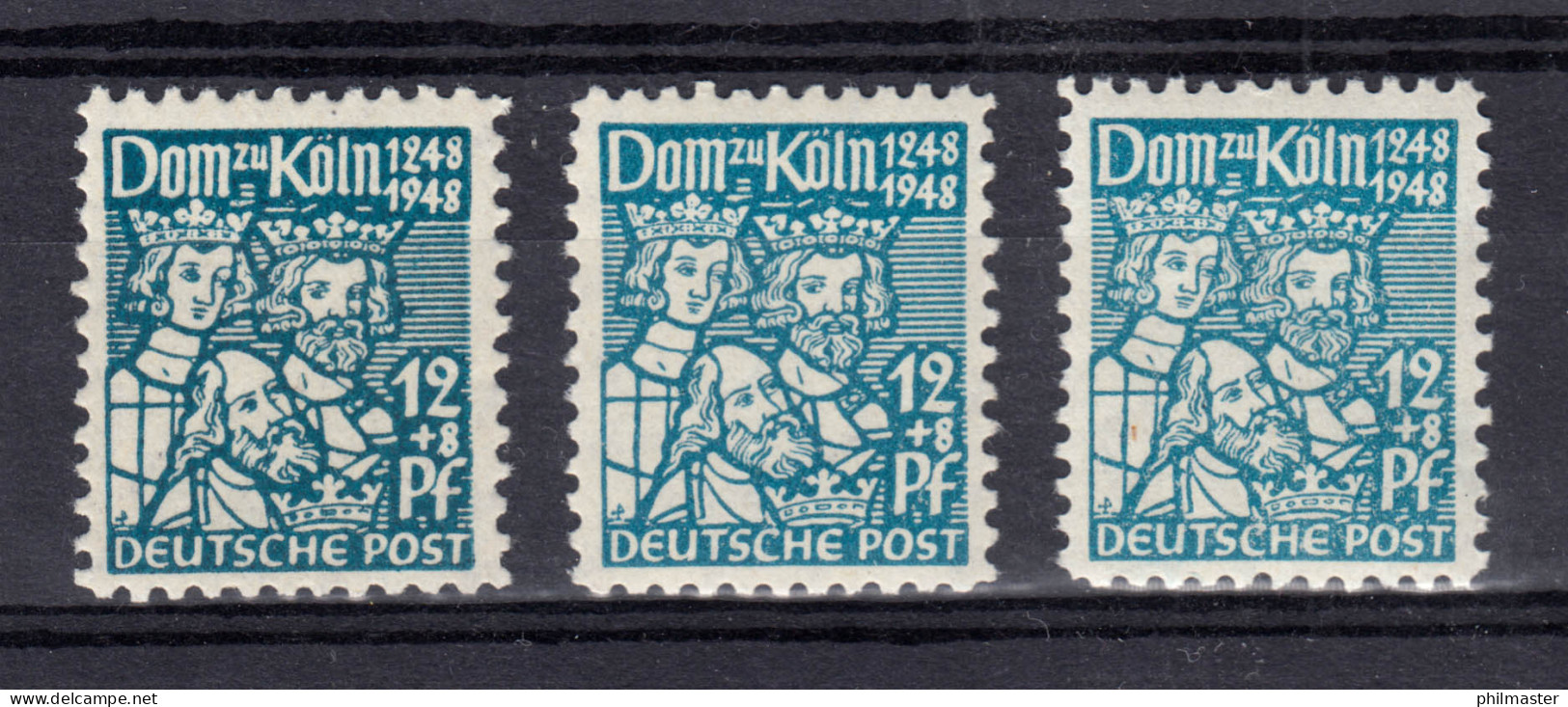 70 Kölner Dom 12 Pf - Set Farbtönungen Mit 3 Marken, Postfrisch ** - Ungebraucht