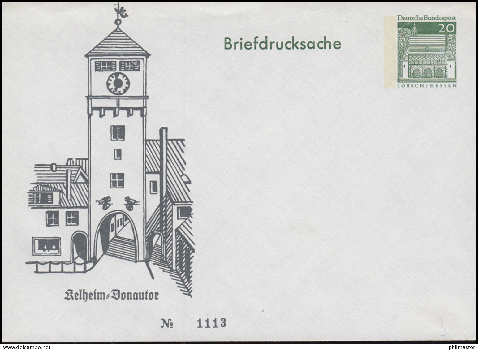 PU 31/4 Bauwerke: Briefdrucksache Kelheim - Donautor 1969, Ungebraucht - Private Covers - Mint