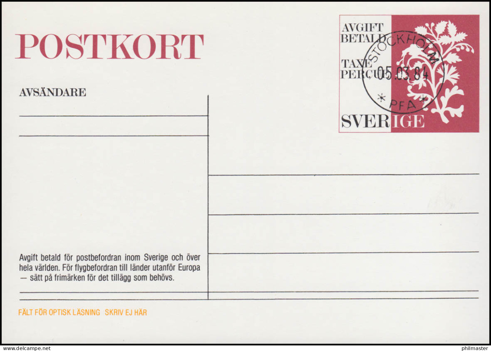 Schweden Postkarte P 105 Scherenschnitt 1981, Gestempelt - Postal Stationery