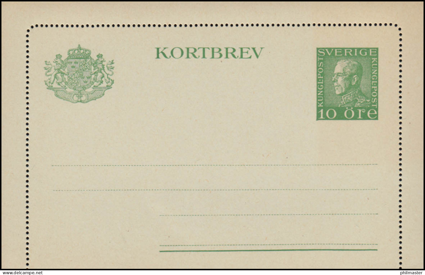 Schweden Kartenbrief K 22 KORTBREV König Gustav 10 Öre, ** Postfrisch - Postal Stationery