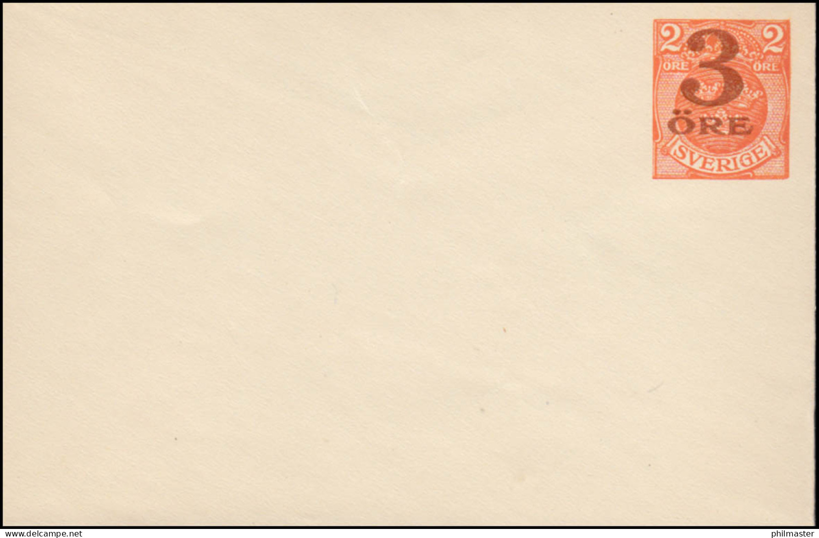 Schweden Umschlag U 19Y 3 Öre Auf 2 Öre, Wz. Steigende Linien, ** Postfrisch - Postal Stationery