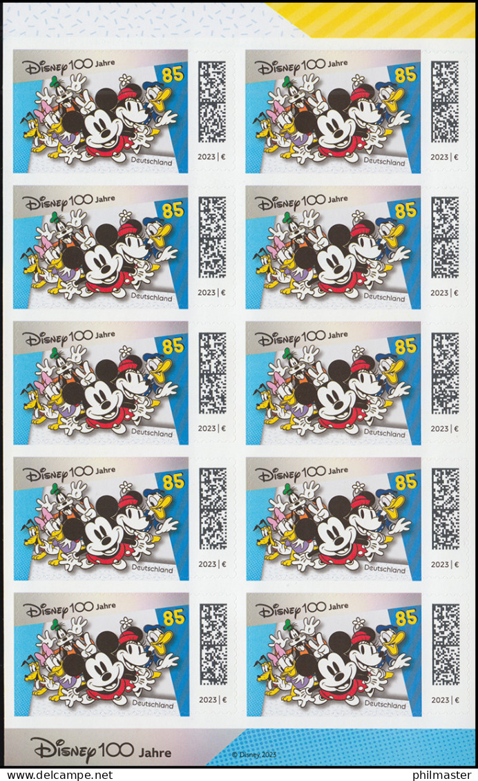 FB 125 100 Jahre Disney Micky Maus, Folienblatt 10x 3756, ** / MNH - 2011-2020