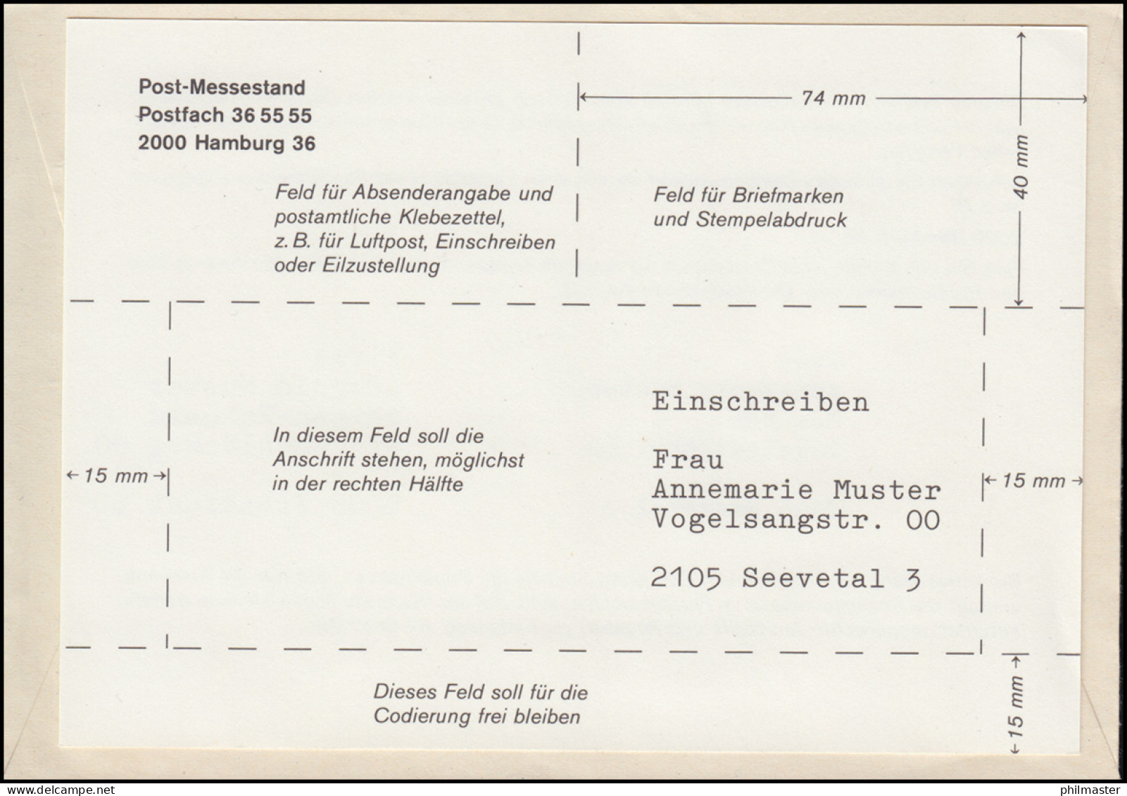 Postautomation Umschlag SWK 60 Pf. Hamburg 8.6.79 IVA-Vorführpost Zur IVA'79 - Briefomslagen - Ongebruikt