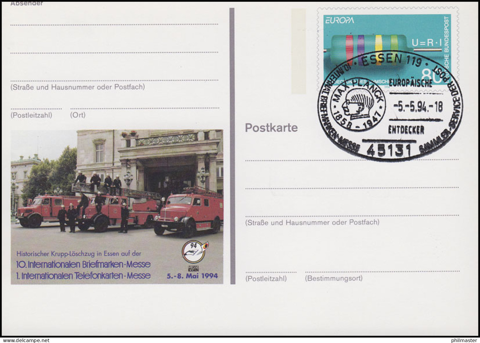 PSo 33 ESSEN 1994, ESSt Entdecker Max Planck 05.05.1994 - Cartes Postales - Neuves