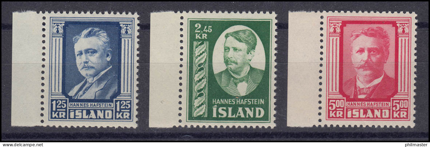 Island 293-295 Hannes Hafstein, Satz Postfrisch ** - Sonstige & Ohne Zuordnung