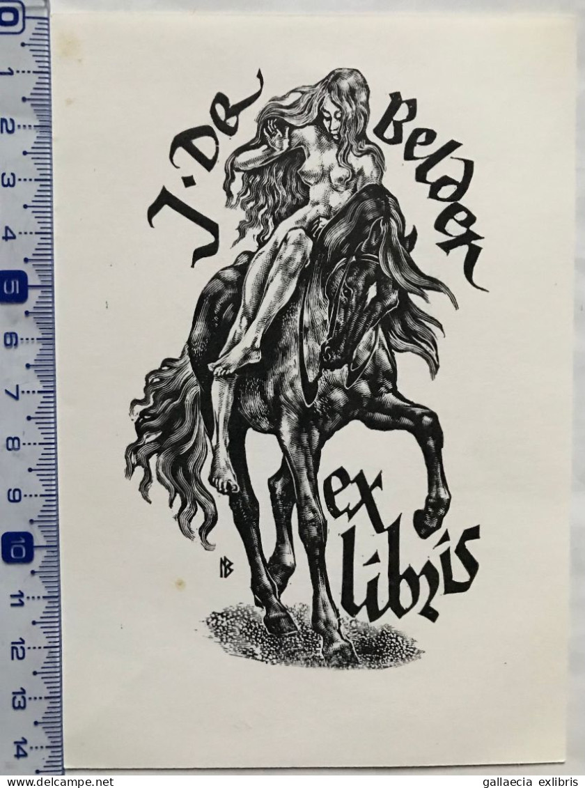 Exlibris Leslie Benenson. Cheval Fille Nu. Ex-libris Leslie Benenson. Horse Girl Nude Lady Godiva - Bookplates