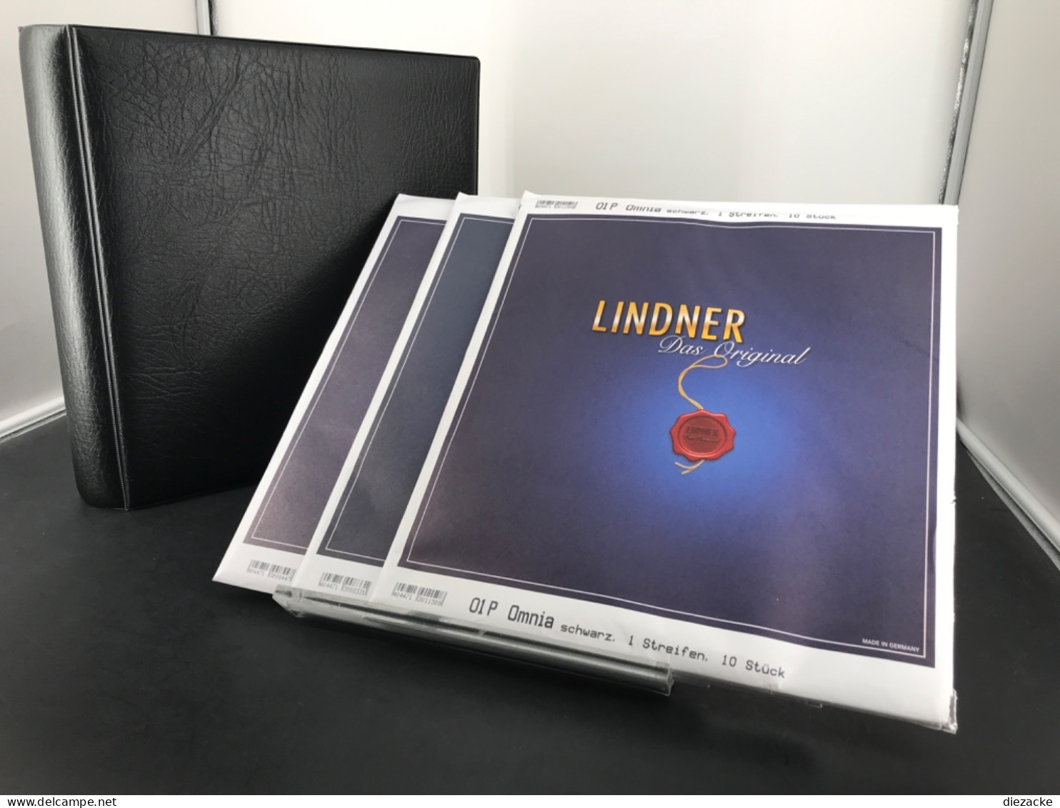 Lindner Blankoblätter 3x Omnia 01P & Ringbinder 1104 Schwarz ANGEBOT Neuwertig ( - Reliures Seules