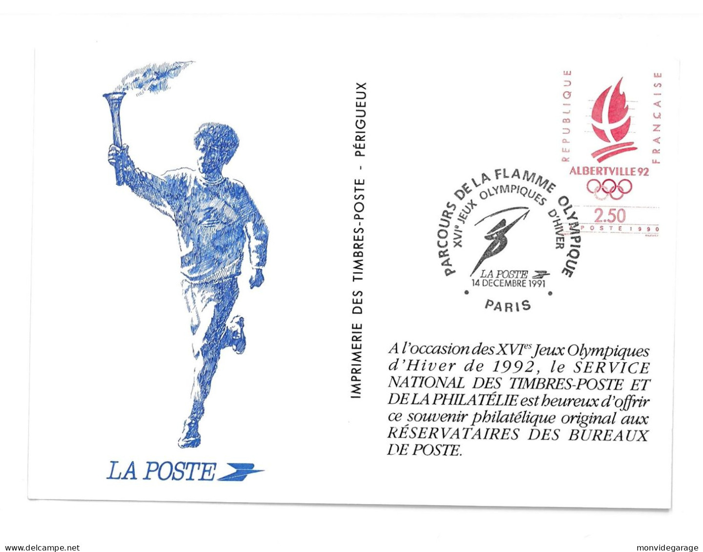 Parcours De La Flamme Olympique - 14 12 1991 - Vrac 217 - Winter 1992: Albertville