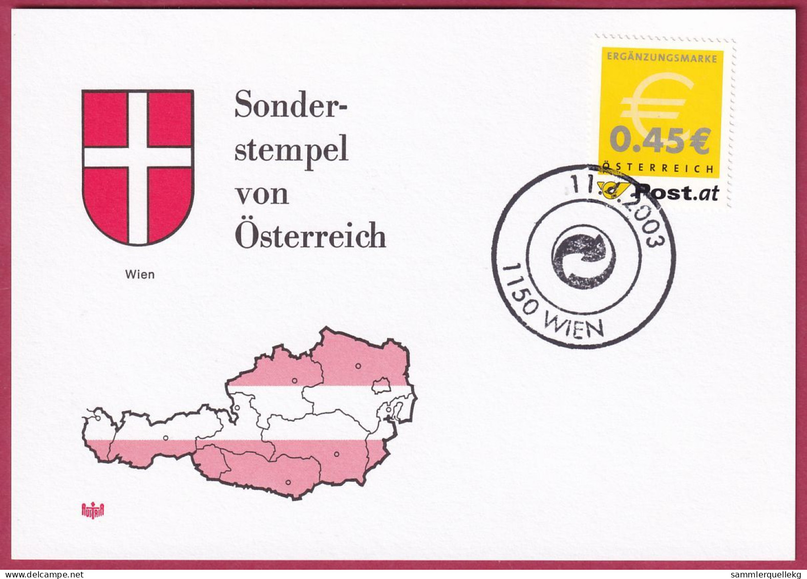 Österreich MNr. 2402 Sonderstempel 11. 4. 2003, 1150 Wien - Lettres & Documents