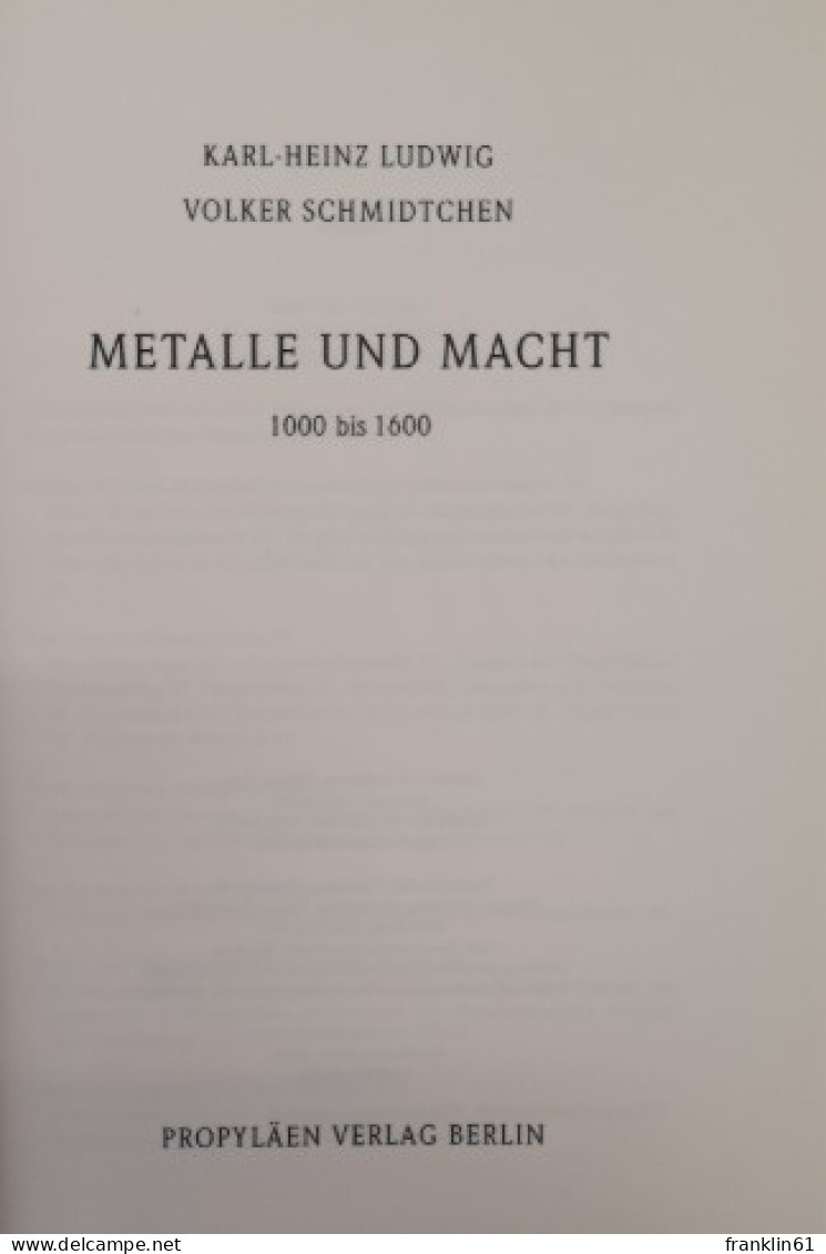 Metalle Und Macht. 1000 Bis 1600. (Bd. 2) - 4. 1789-1914