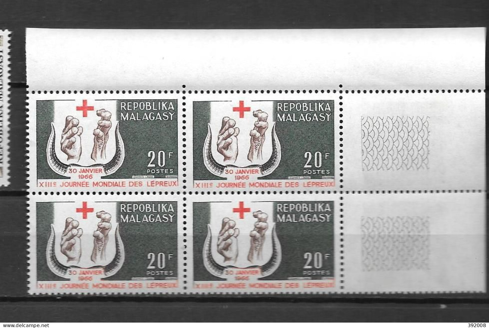 1965 - N° 418**MNH - Journée Des Lépreux - Bloc De 4 - Madagascar (1960-...)