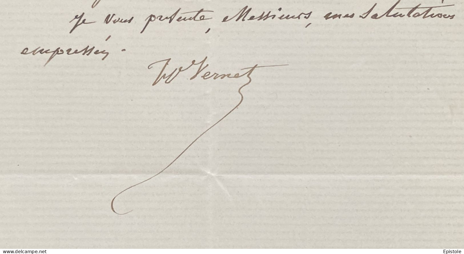 Horace VERNET  - Lettre Autographe Signée – 1859 - Pintores Y Escultores