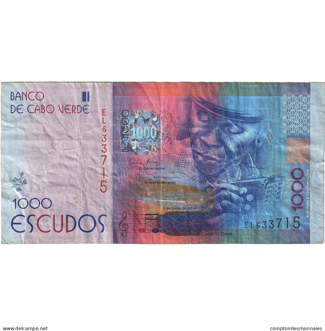 Billet, Cap-Vert, 1000 Escudos, 2014, 2014-07-05, TTB - Cabo Verde