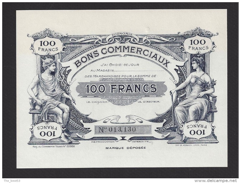 Bon Commercial De 100 Francs De La Villes De Tours - Bons & Nécessité