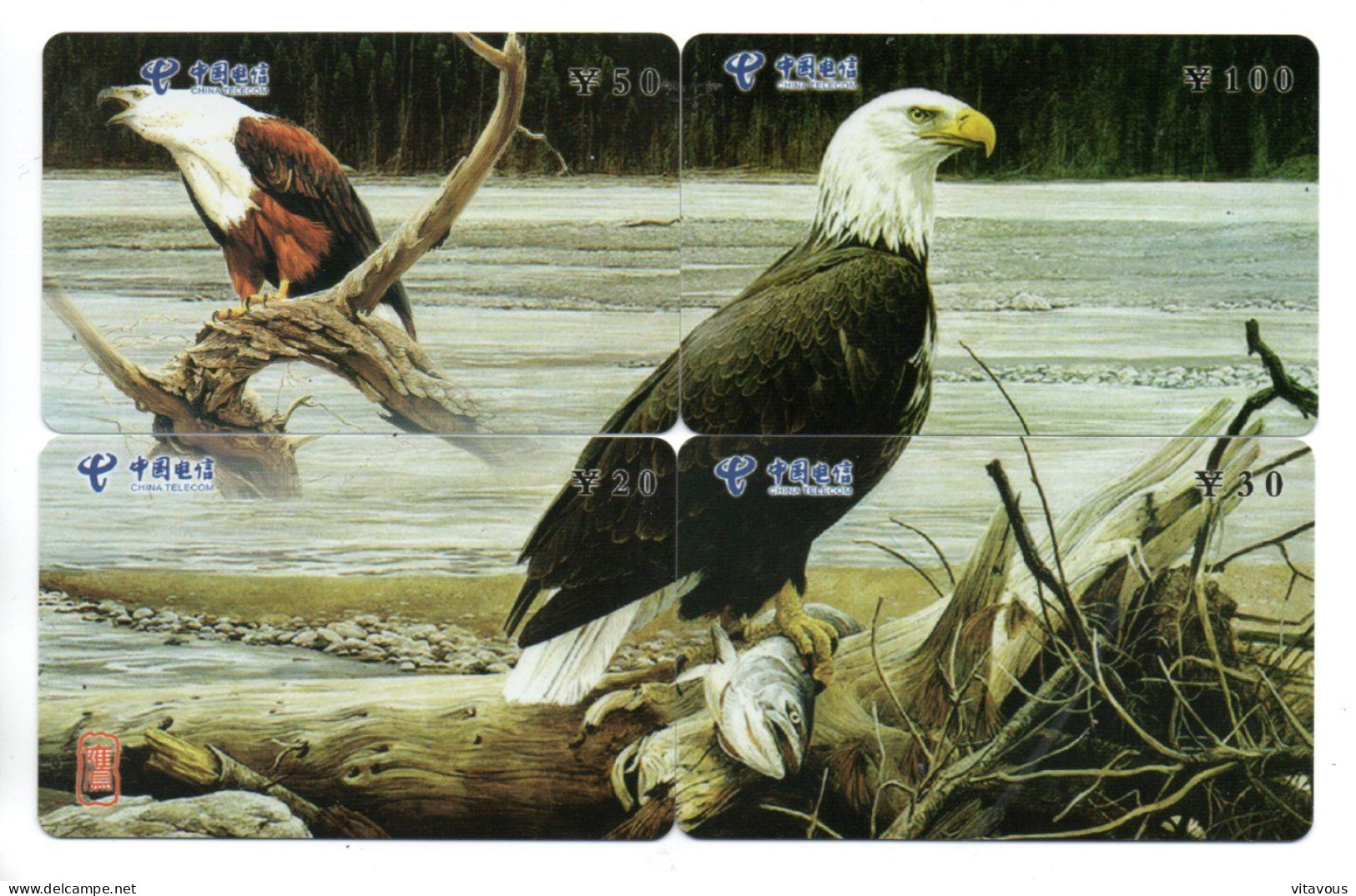 Oiseau Aigle Eagle   - Puzzle 4  Télécartes Chine China Phonecard  Telefonkarte (P 49) - Chine