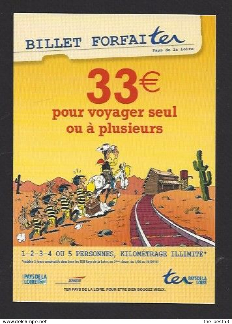 CPM SNCF  Billet Forfaiter  -  Pour Voyager Seul Ou à Plusieurs  -  Thème Lucky Luke Et Les Dalton - Fumetti