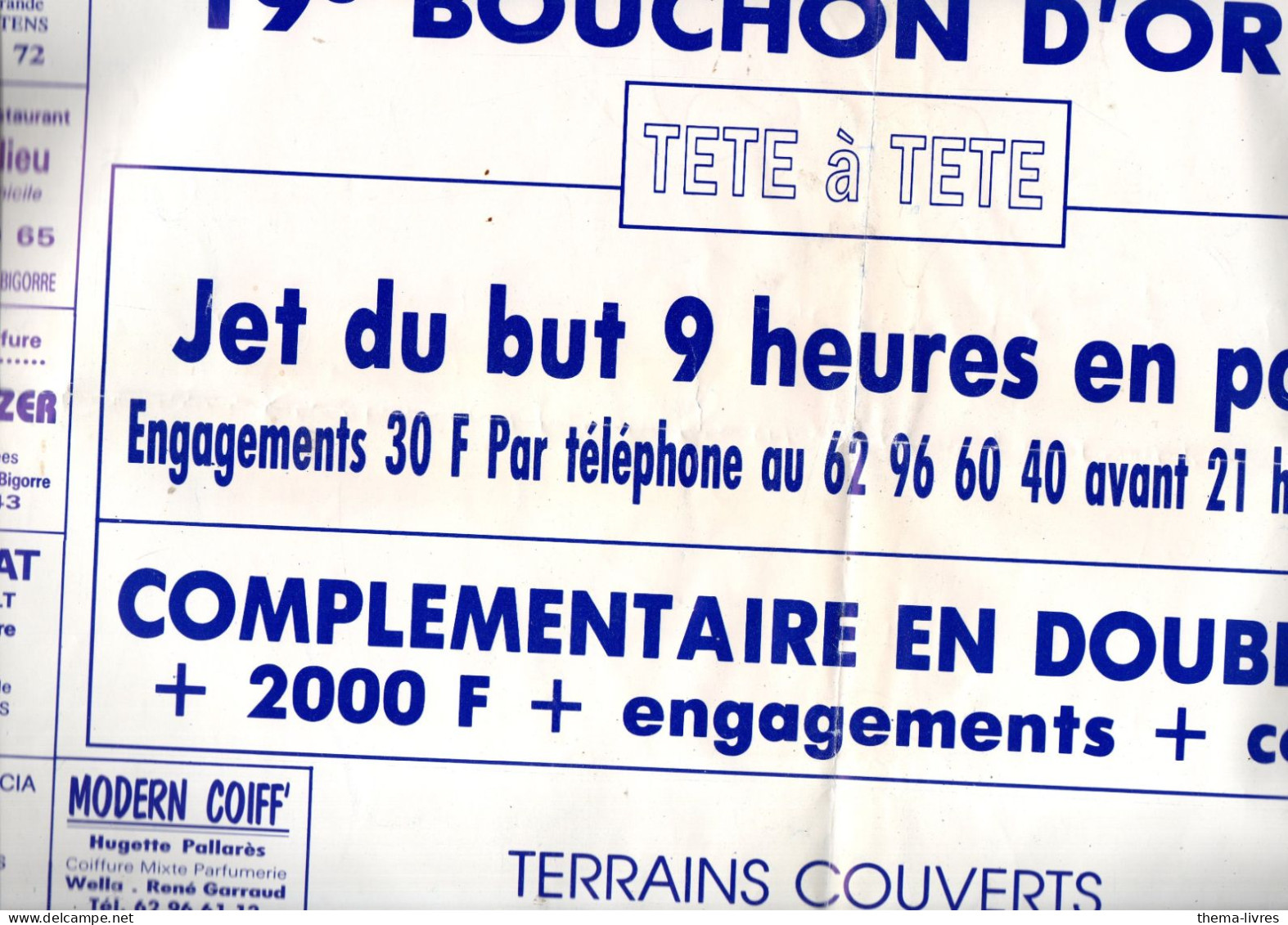 Rabastens De Biborre (65)  (pétanque) Grande Affiche 19e BOUCHON D'OR  1er Mai 1994  (M6433) - Petanque