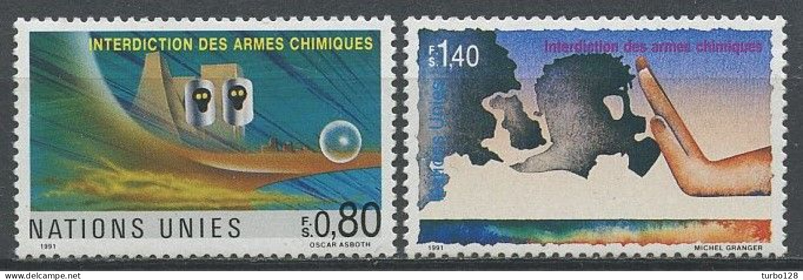 N.U. GENEVE 1991 N° 212/213 ** Neufs MNH  Superbes C 4.20 € Interdiction D'utilisation Des Armes Chimiques Tête De Mort - Unused Stamps