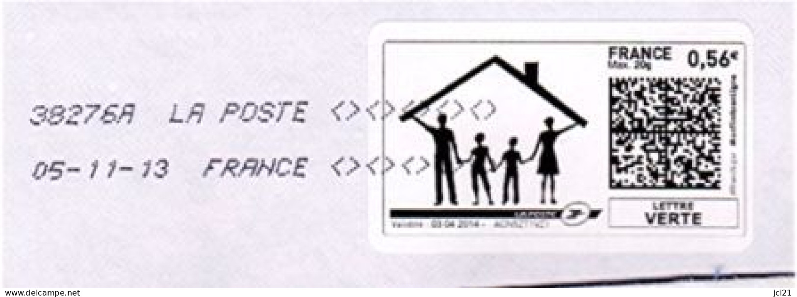 MON TIMBRE EN LIGNE " TOIT MAISON FAMILLE " OBLITÉRÉ SUR ENVELOPPE ENTIÈRE (1035)_Ti053 - Other & Unclassified