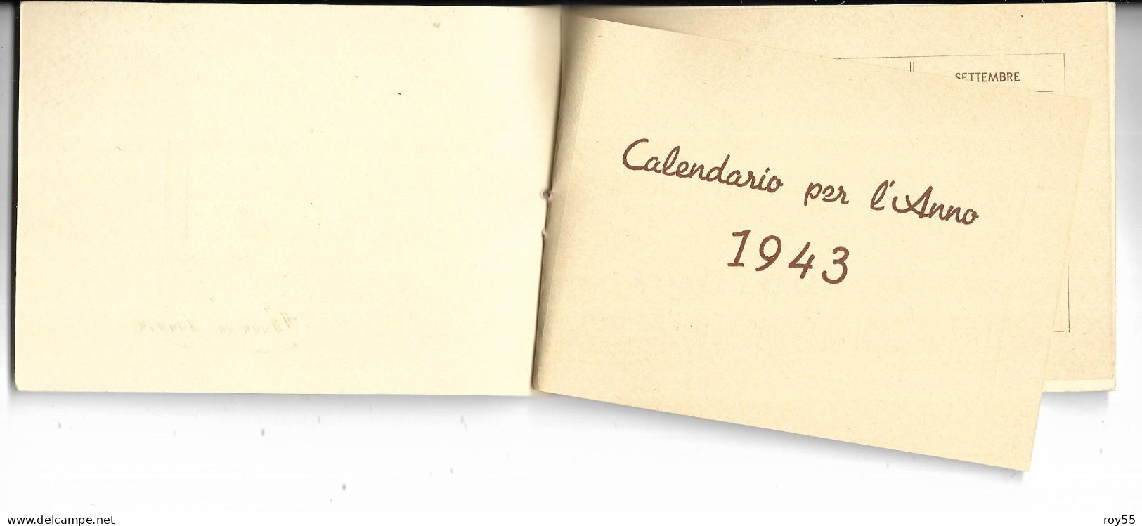 Calendari Calendario Anno 1943 Con Dedica Cm.9,50 X Cm.13,50 (vedere Scansioni) - Formato Piccolo : 1941-60
