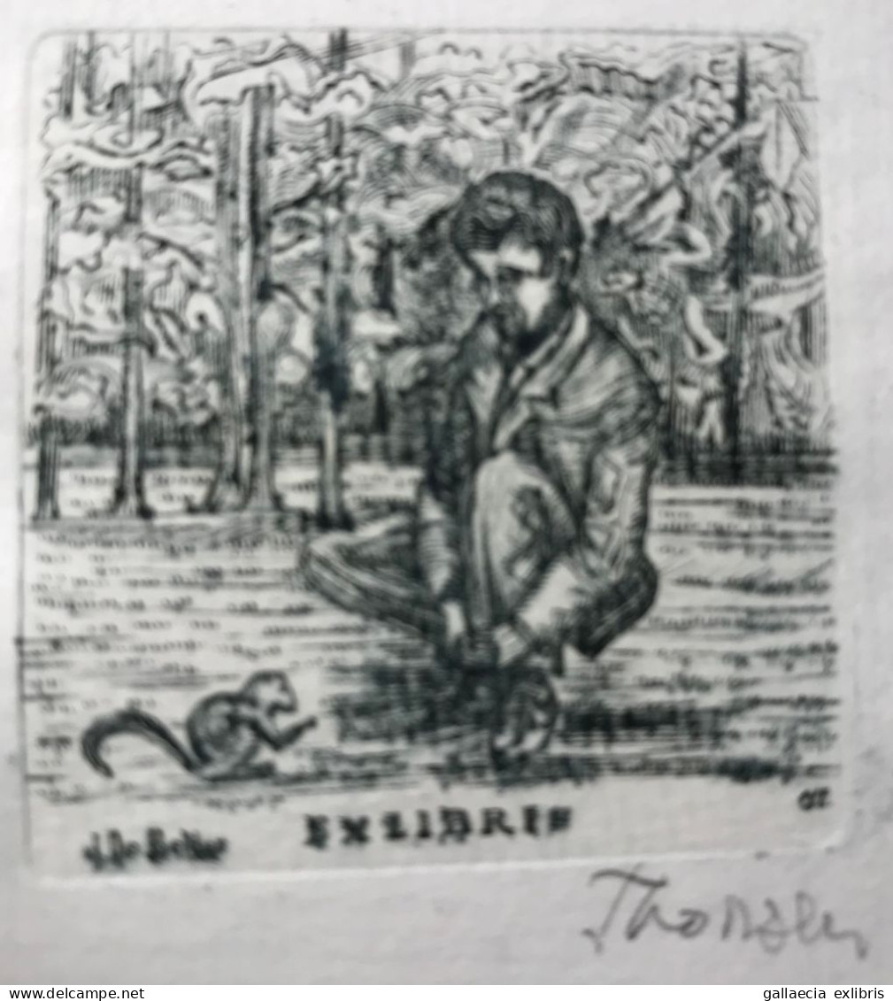 Exlibris Oskar Thorsen. Écureuil. Ex-libris Oskar Thorsen. Squirrel - Bookplates