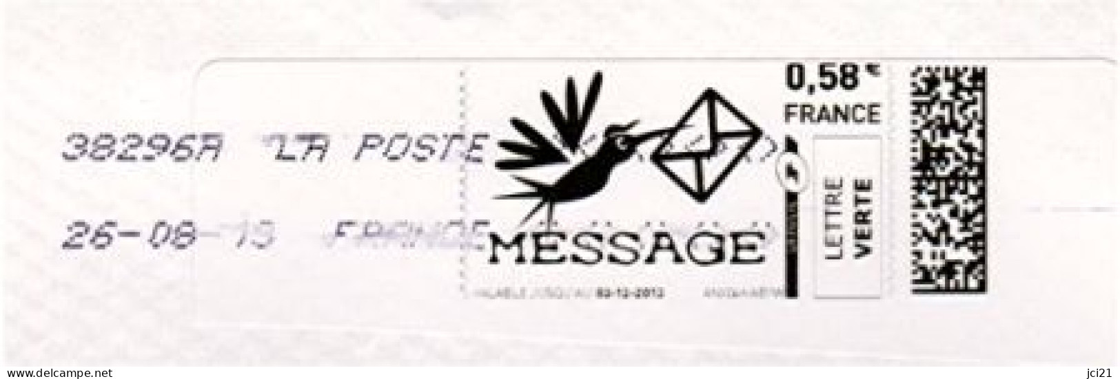 MON TIMBRE EN LIGNE " MONTIMBRENLIGNE " MESSAGE " LETTRE OISEAU OBLITÉRÉ SUR ENVELOPPE ENTIÈRE (1181)_Ti055 - Other & Unclassified