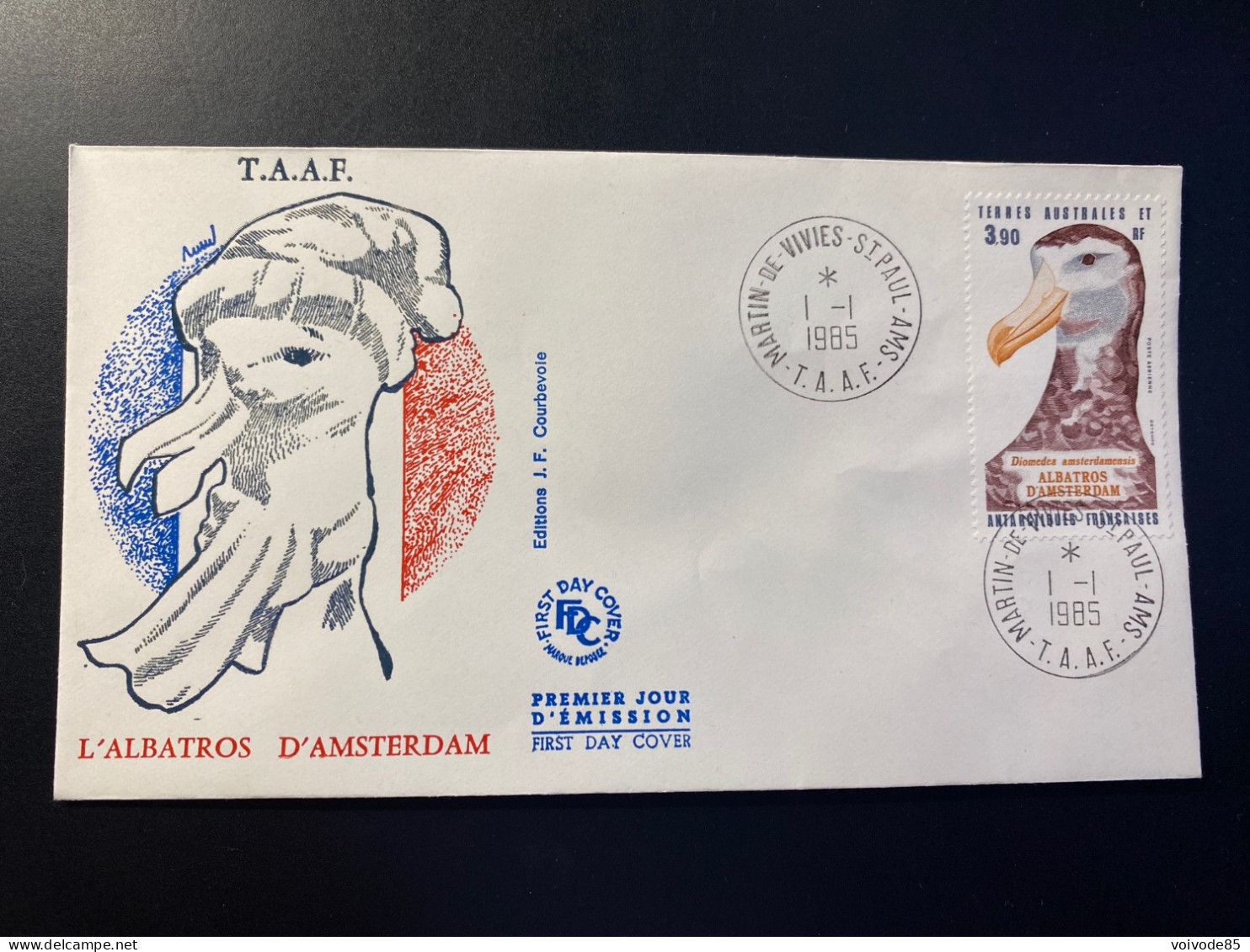 Enveloppe 1er Jour "L'Albatros D'Amsterdam" - 01/01/1985 - PA87 - TAAF - Saint Paul - Oiseaux- Animaux - FDC