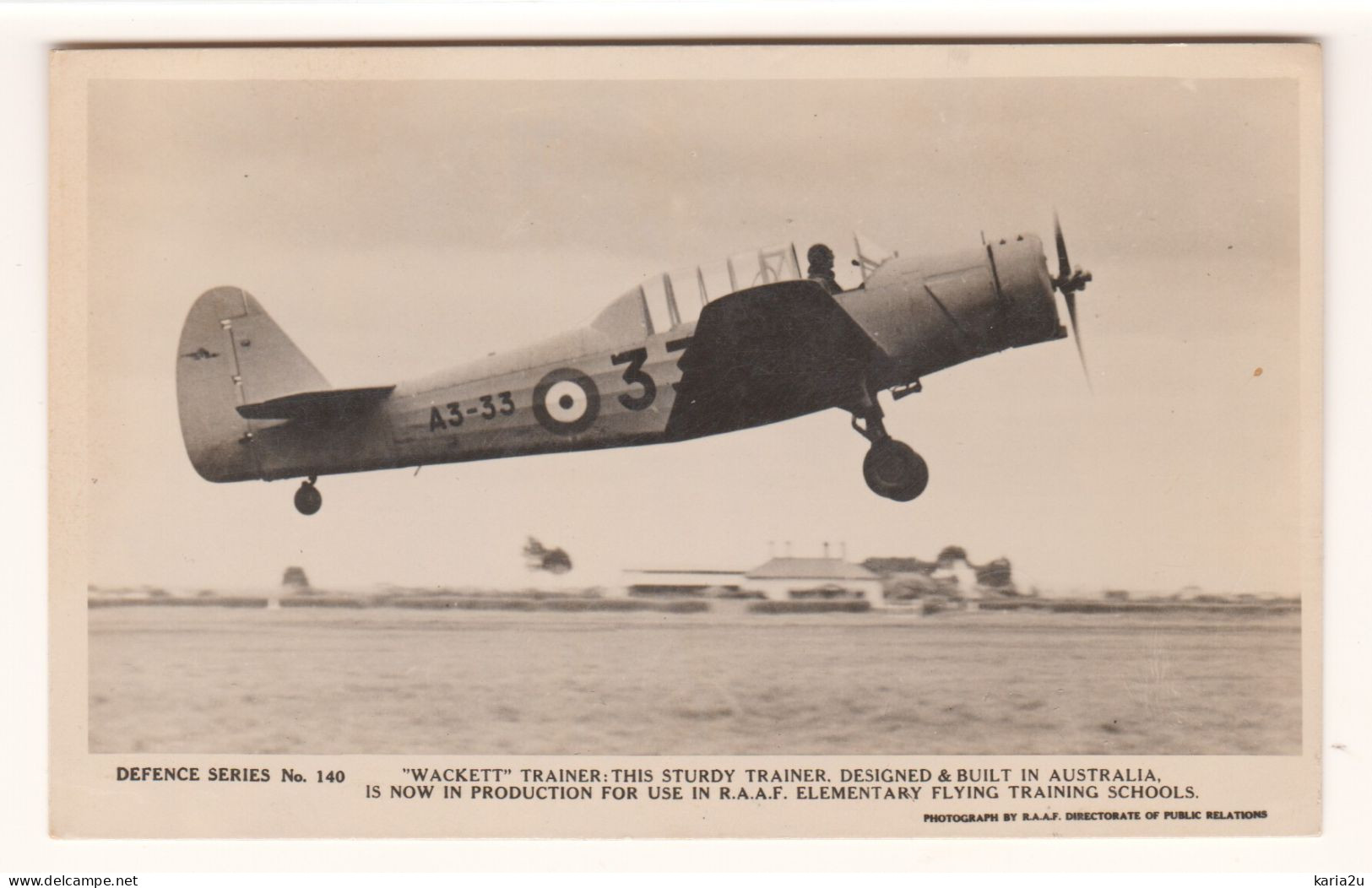 Royal Australian Air Force, The "Wackett", Trainer Aeroplane, Old Postcard - Altri & Non Classificati