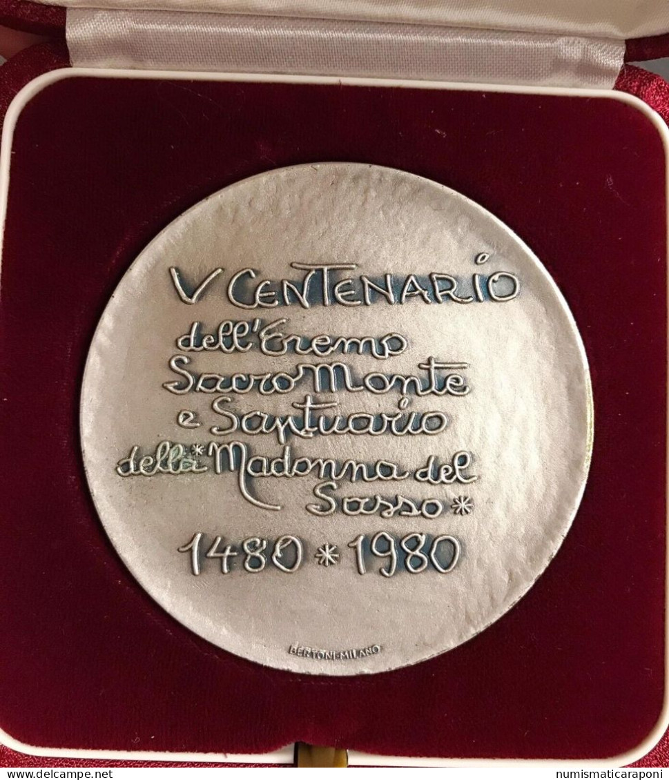 MEDAGLIA V Cent. SACROMONTE E Santuario Madonna Del Sasso CALVELLI In Confezione Ø: 60 Mm. - AE Argentato - Professionnels/De Société