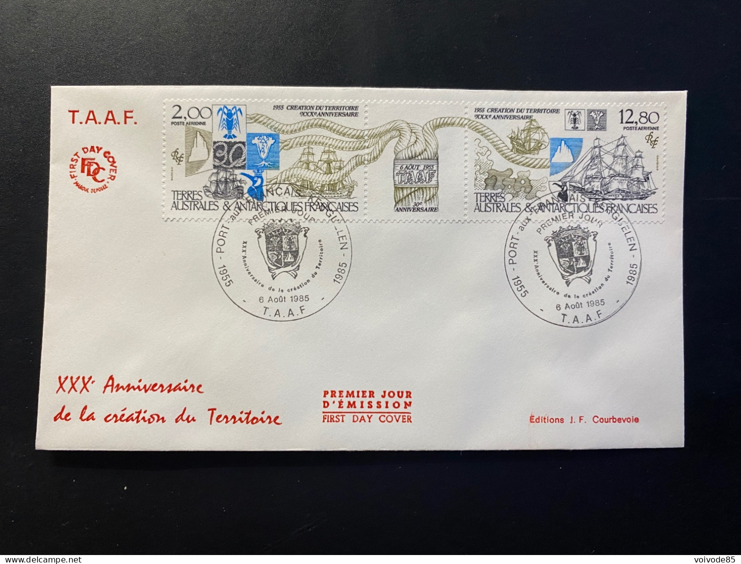 Enveloppe 1er Jour "30e Anniversaire De La Création Du Territoire" - 06/08/1985 - PA91A - TAAF - Iles Kerguelen - FDC