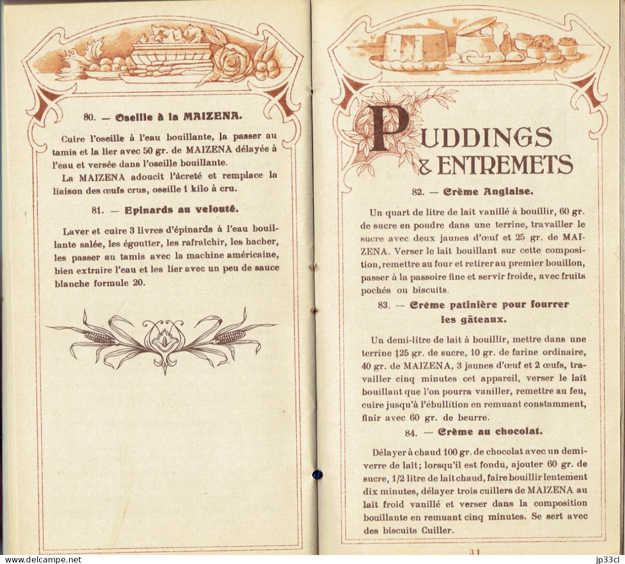 Très Ancien Livre De Recettes à Base De Maizena (44 Pages, Vers 1920/30) - Gastronomia