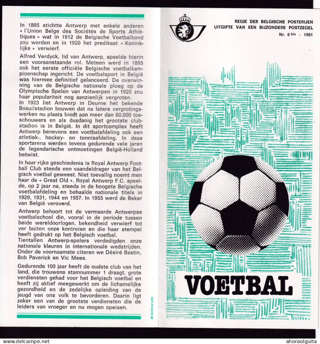 DDFF 762 -  FOOTBALL Belgium - Feuillet Officiel D' Emission Par La Poste Belge 1981 - 100 Ans De Football En Belgique - Covers & Documents