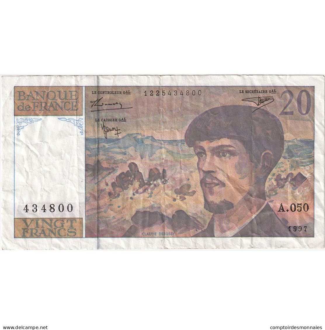 France, 20 Francs, Debussy, 1997, A.050, TTB, Fayette:66 Ter.2, KM:151i - 20 F 1980-1997 ''Debussy''