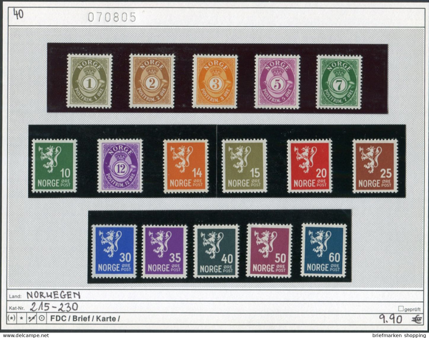Norwegen 1940 - Norway 1940 - Norvege 1940 - Norge 1940 - Michel 215-230 - ** Mnh Neuf Postfris - - Unused Stamps