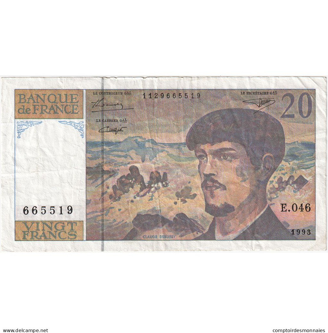 France, 20 Francs, Debussy, 1993, E.046, TTB, Fayette:66bis.5, KM:151g - 20 F 1980-1997 ''Debussy''