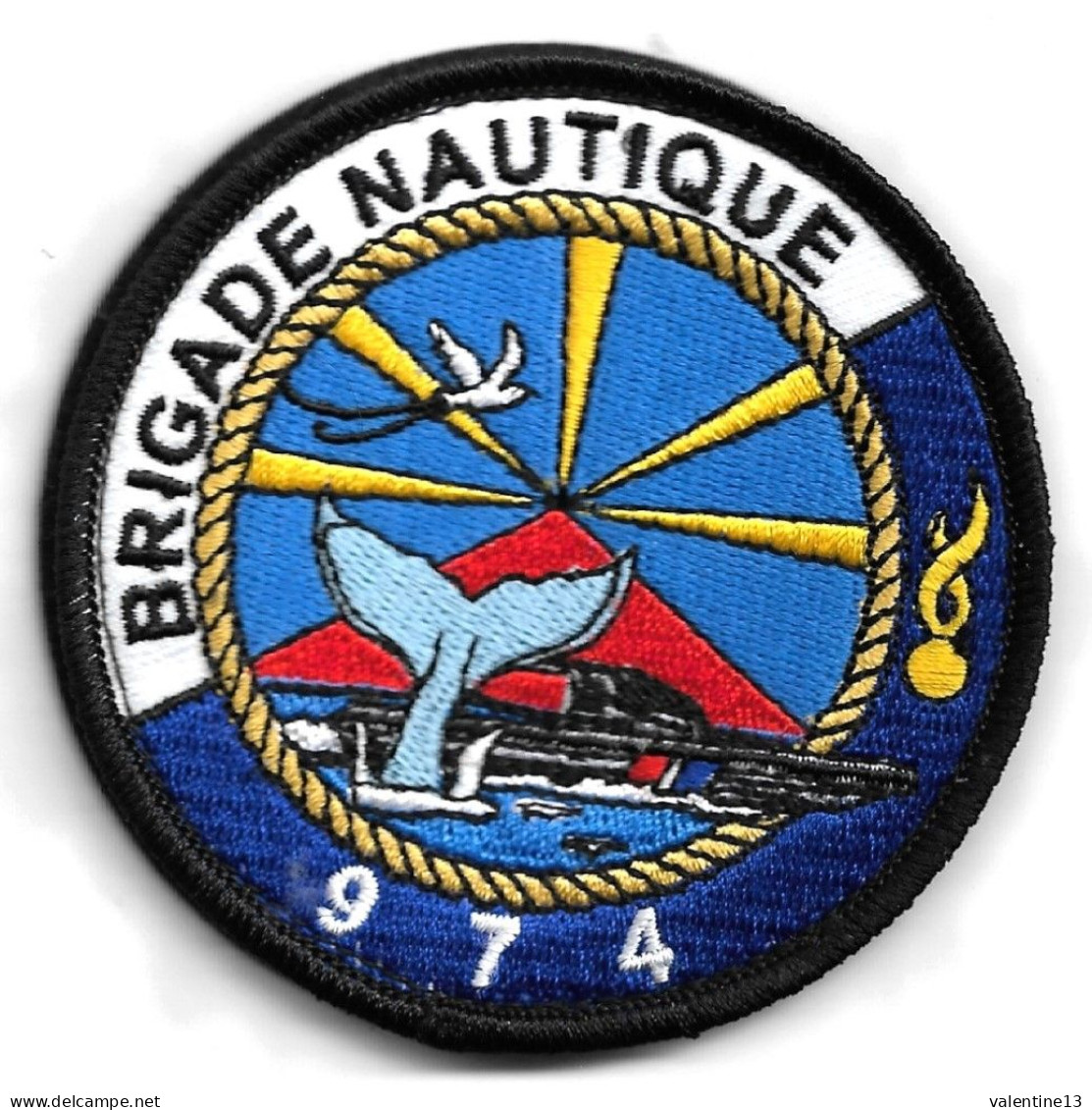 Ecusson Tissu GENDARMERIE NATIONALE BRIGADE NAUTIQUE LA RUENION 974 - Police