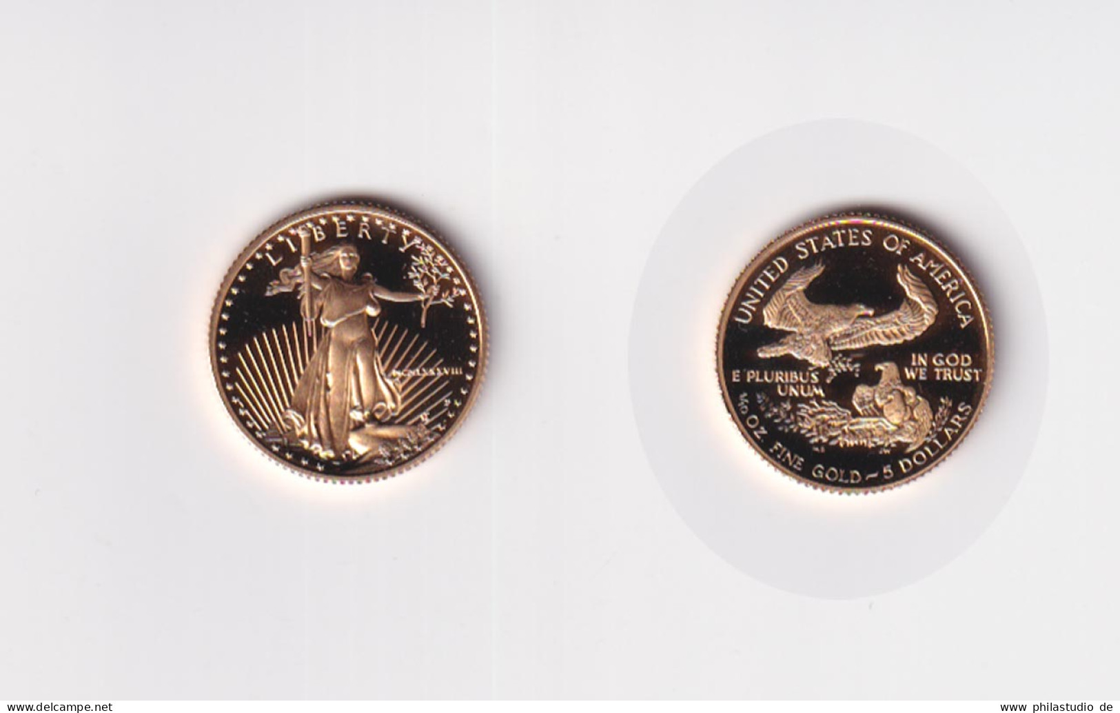 Goldmünze USA 1/10 Unze American Eagle 5 Dollar 1988 Polierte Platte Erstausgabe - Other - America